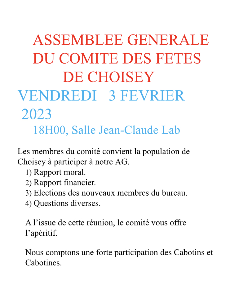 Assembl e g n rale du comit des f tes 3 f vrier 2023