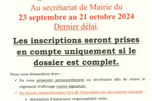 INSCRIPTIONS AFFOUAGE 2024/2025