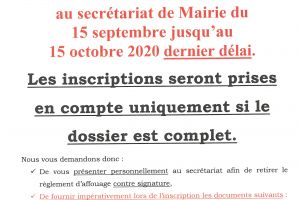 INSCRIPTIONS AFFOUAGE