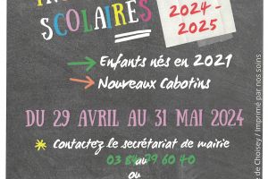 Inscriptions pour la rentrée scolaire 2024/2025