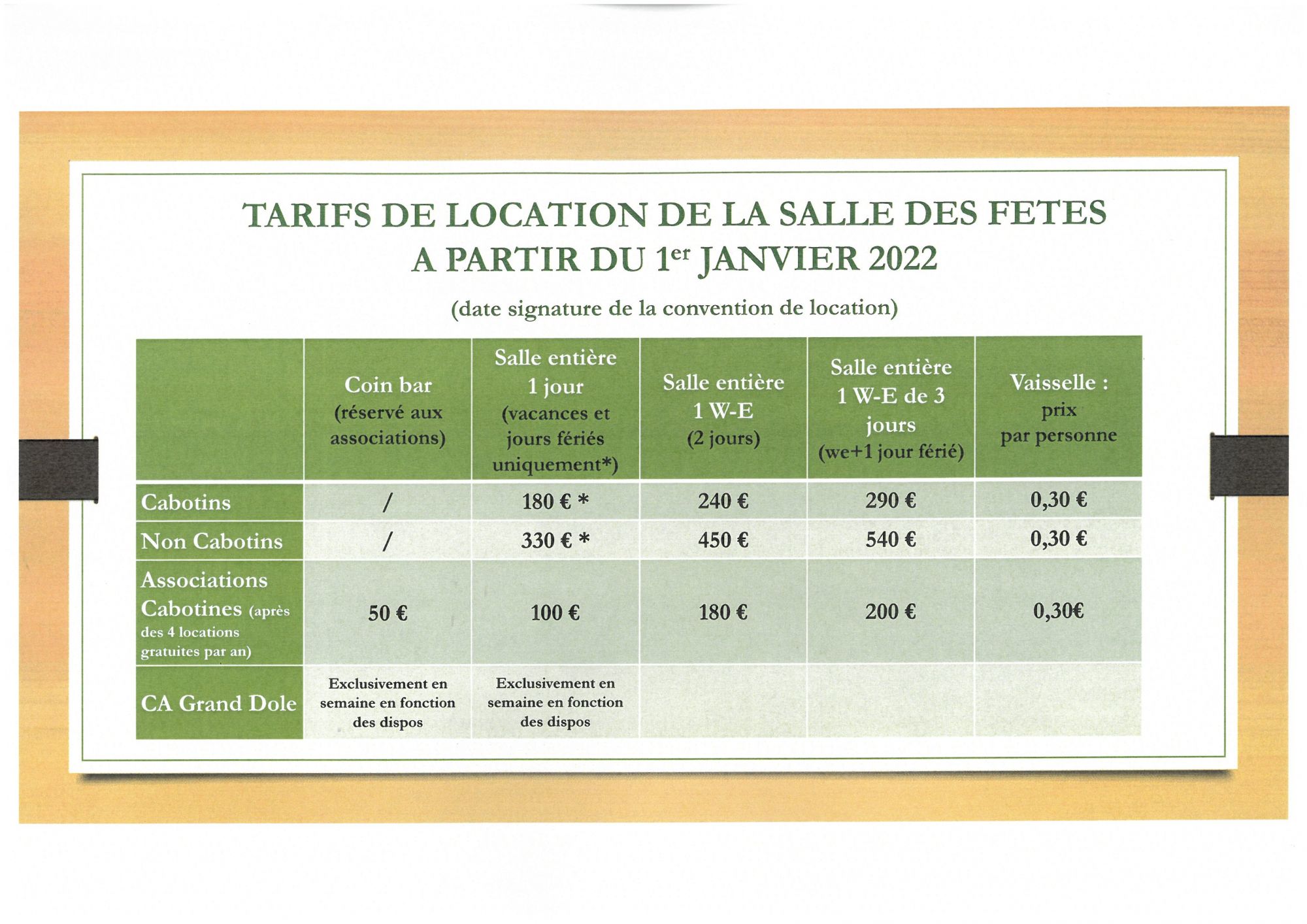 tarif sdf 2022